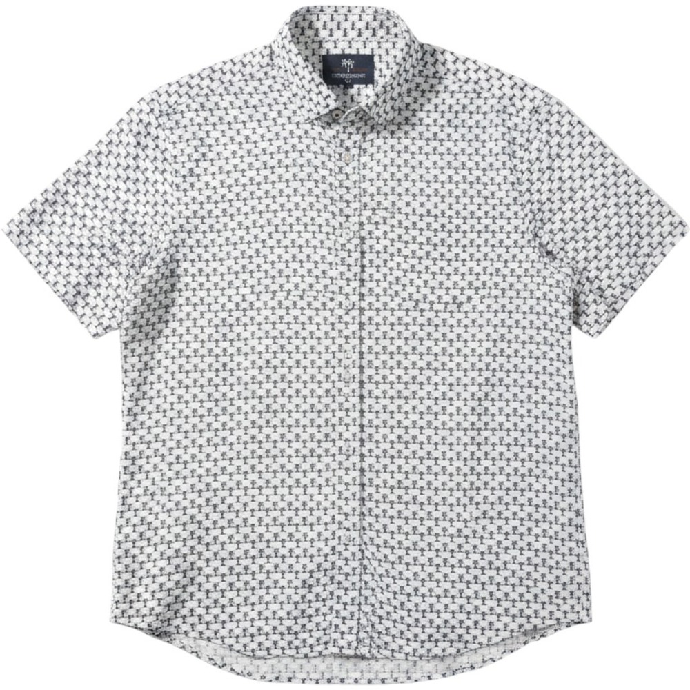 International Report Shirt Mens Large White Palm Tree Tropical Button Down